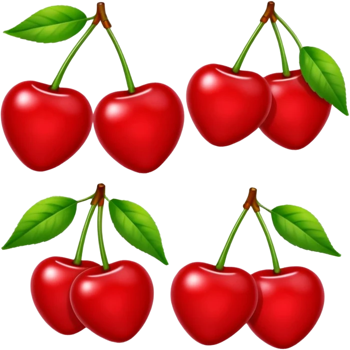 Two pair of red cherry with green leaves🍒 emoji