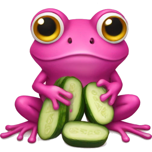 pink frog eating many pickles emoji