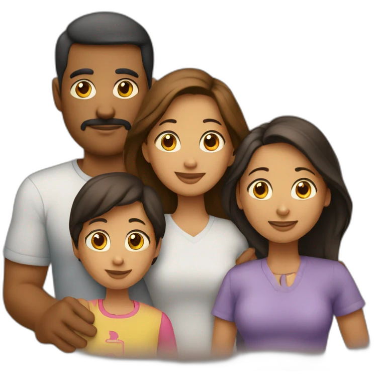 familia papa, mama, 2 hermanos y 1 hermana emoji