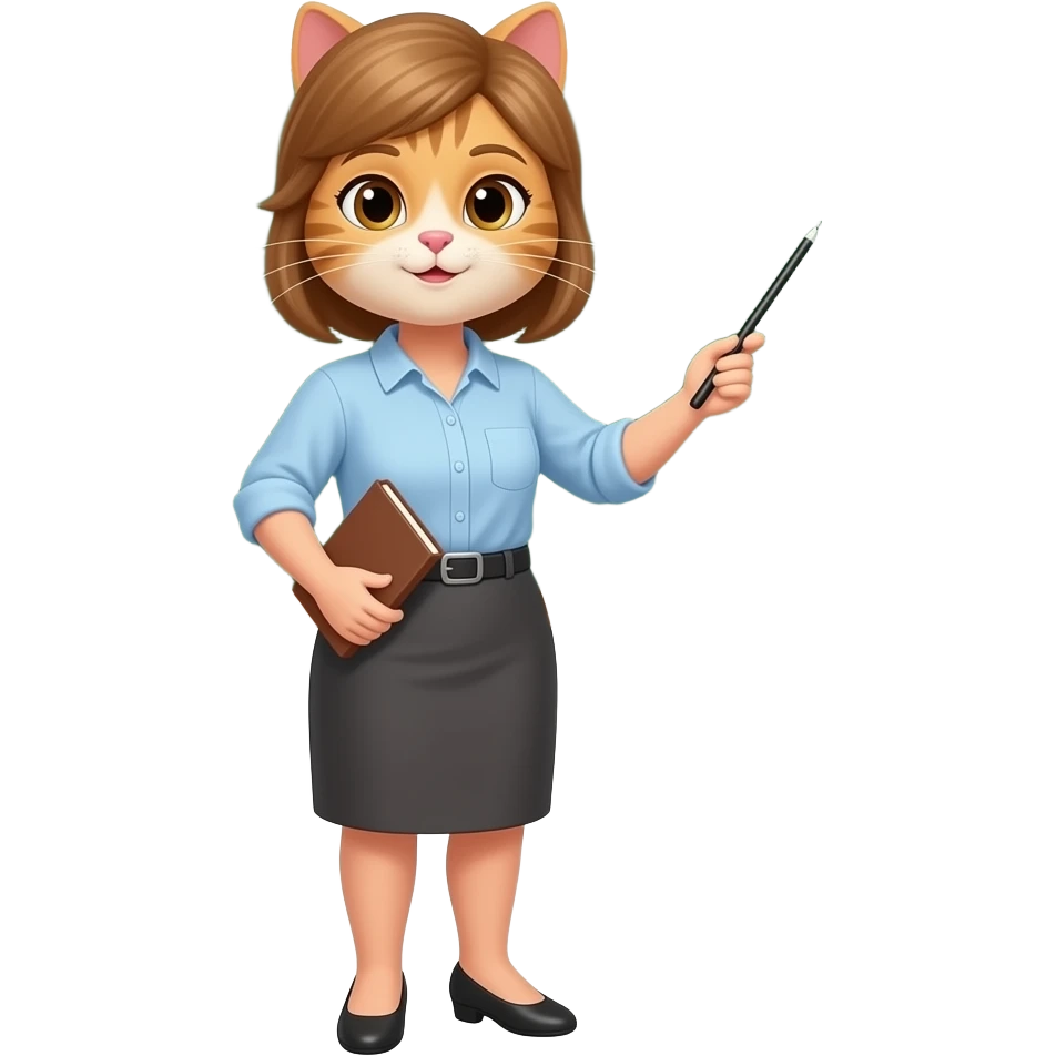 gatuna de olhos castanhos professora de TI dando aula emoji