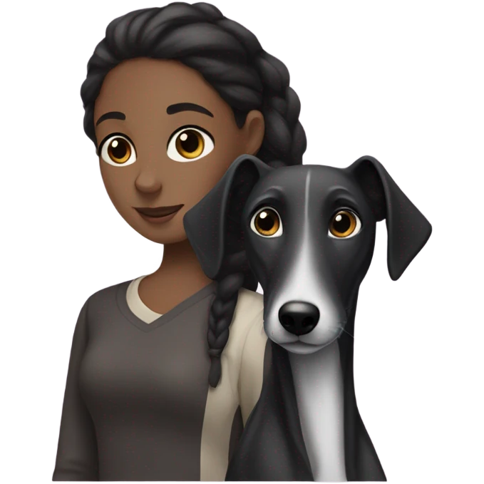 Black greyhound with dark hair girl emoji