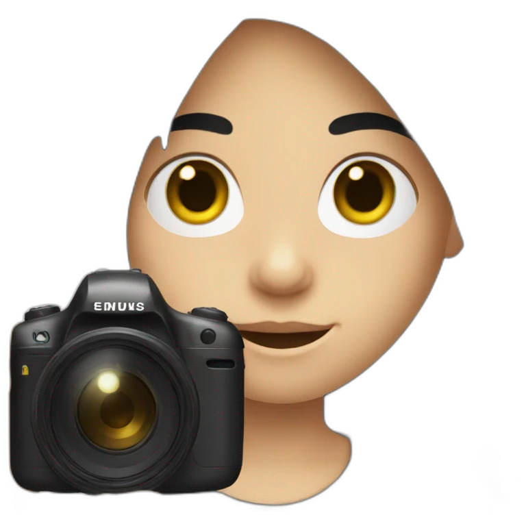White Kid has black hair holding camera emoji
