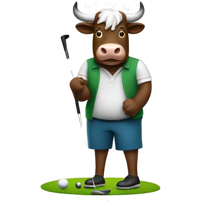 Bull playing golf emoji