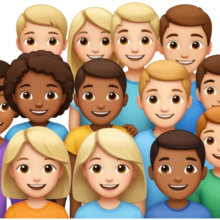 group of children standing together, fun and supportive emoji