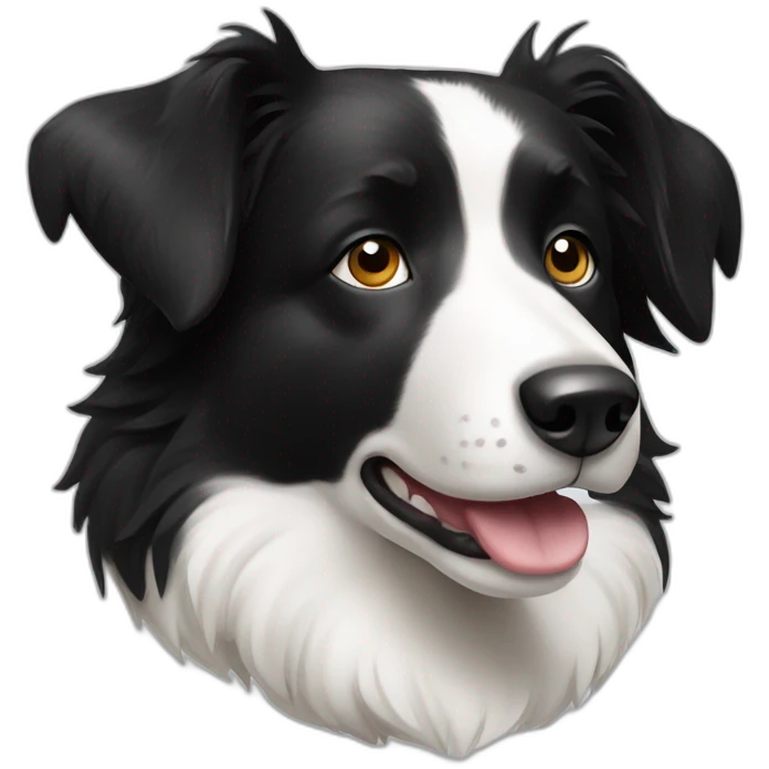 Black and white Border collie dog emoji