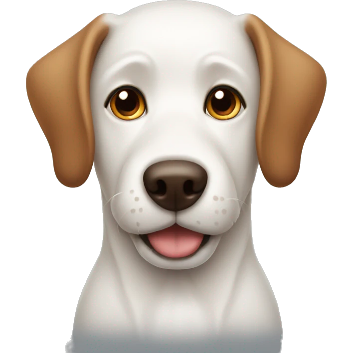 White dog face with brown ears emoji
