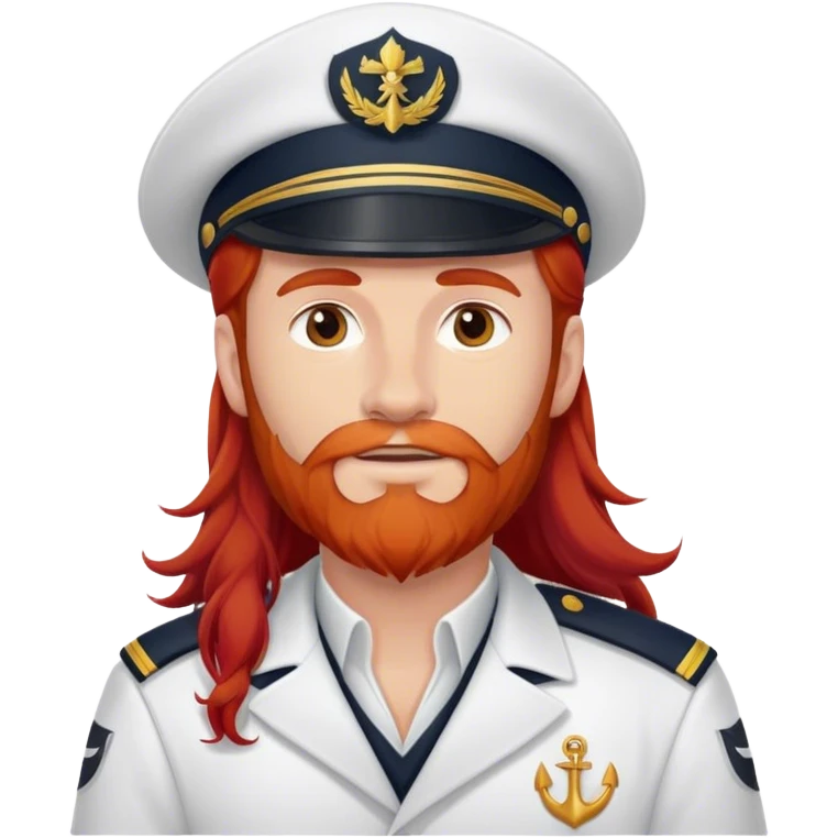 a male boat captain with long red hair no beard or mustache emoji