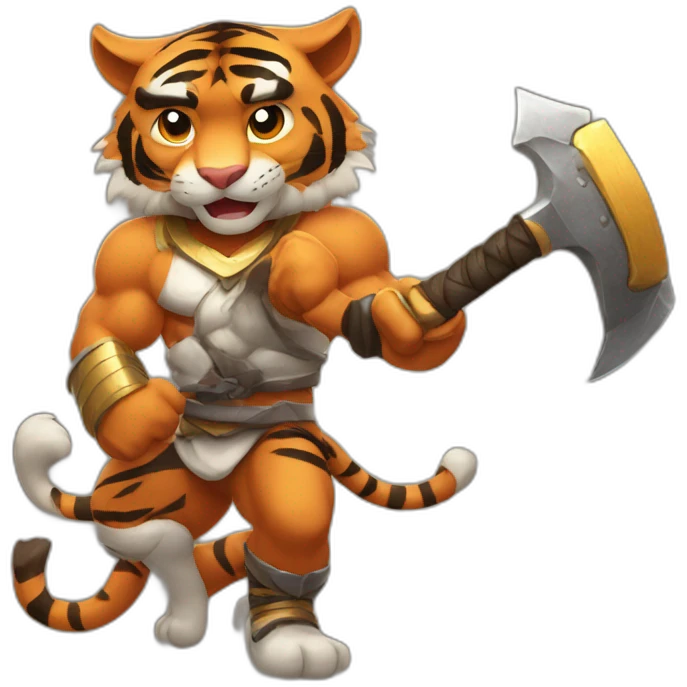 Tiger Muscle Fighter with Double Axe Collar  emoji