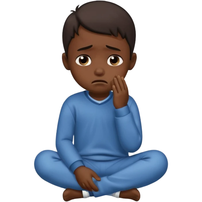 Dark Skin child boy crying full body emoji