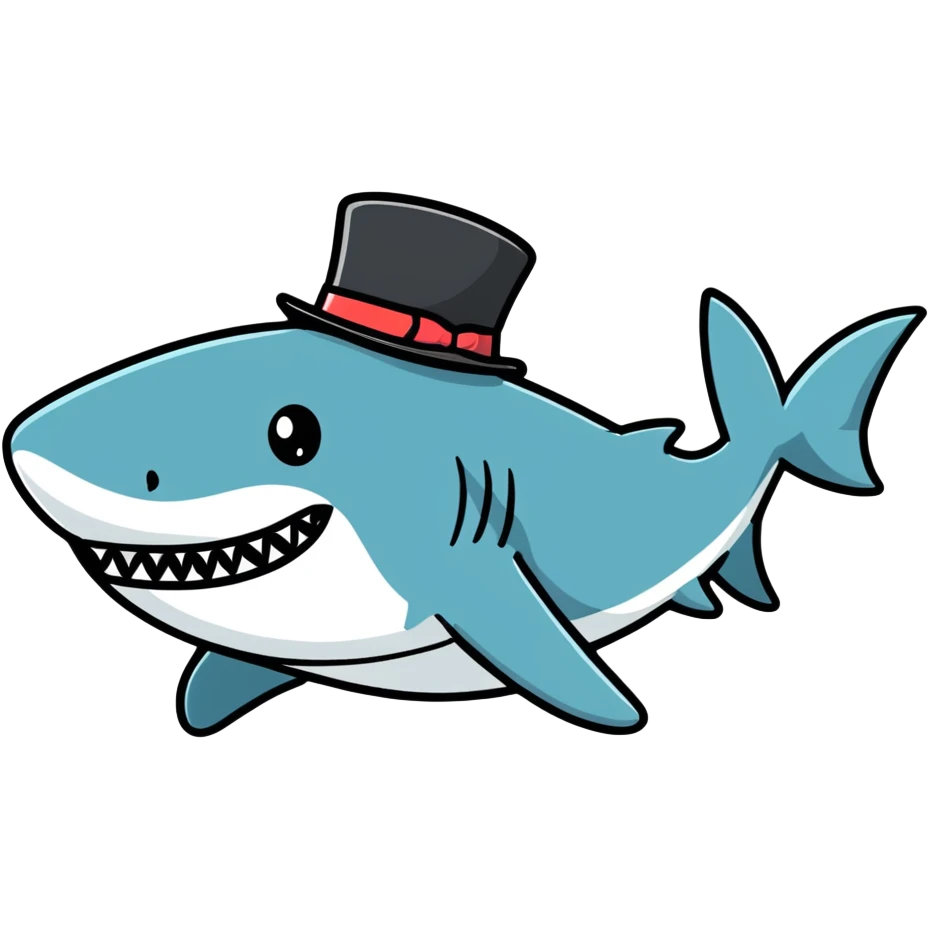 Shark with a top hat emoji