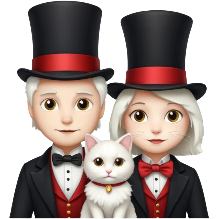 magician couple and their pet cat emoji