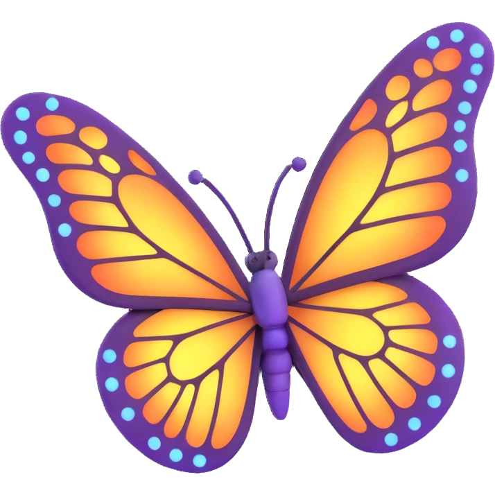 Add more decorations: more magical dust, glowing particles, and light effects around the butterfly. Maintain the 3D cartoon, elegant, fantasy style with a transparent background. emoji