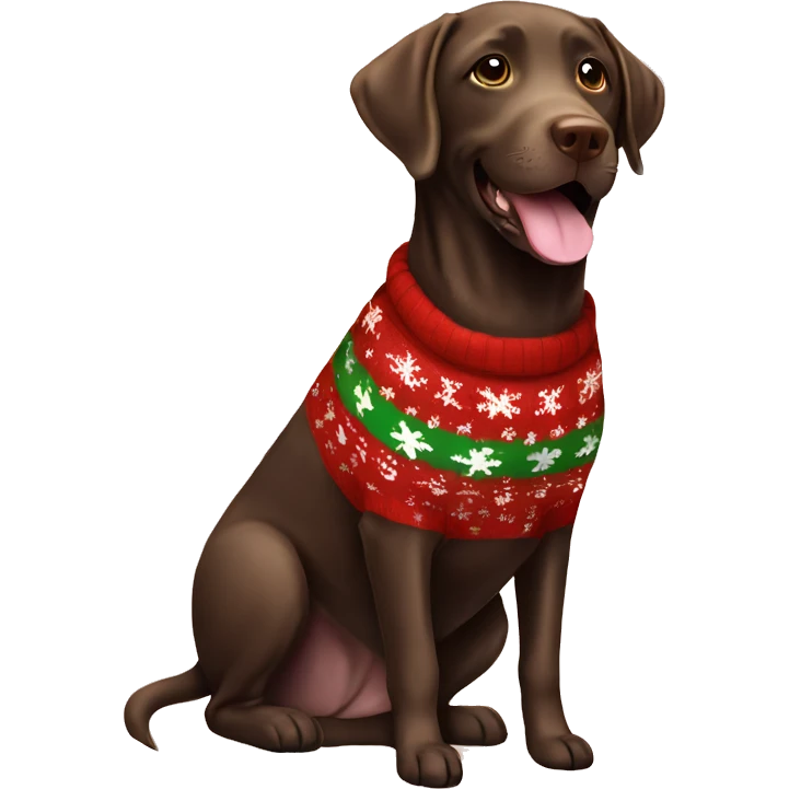happy chocolate labrador in christmas sweater emoji