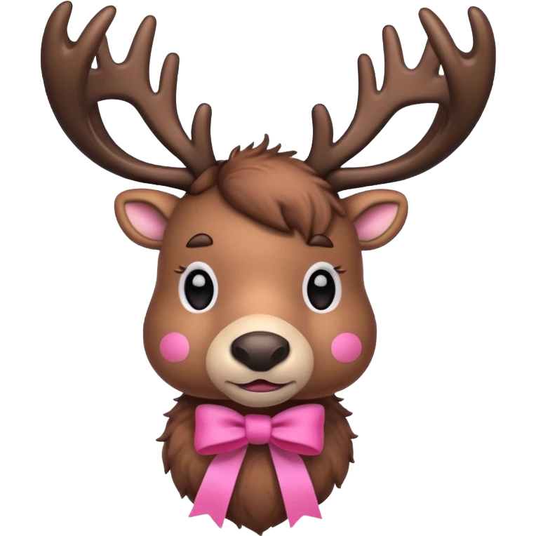 Create a rendeer, looking alike Rudolph with a Pink ribbon  emoji