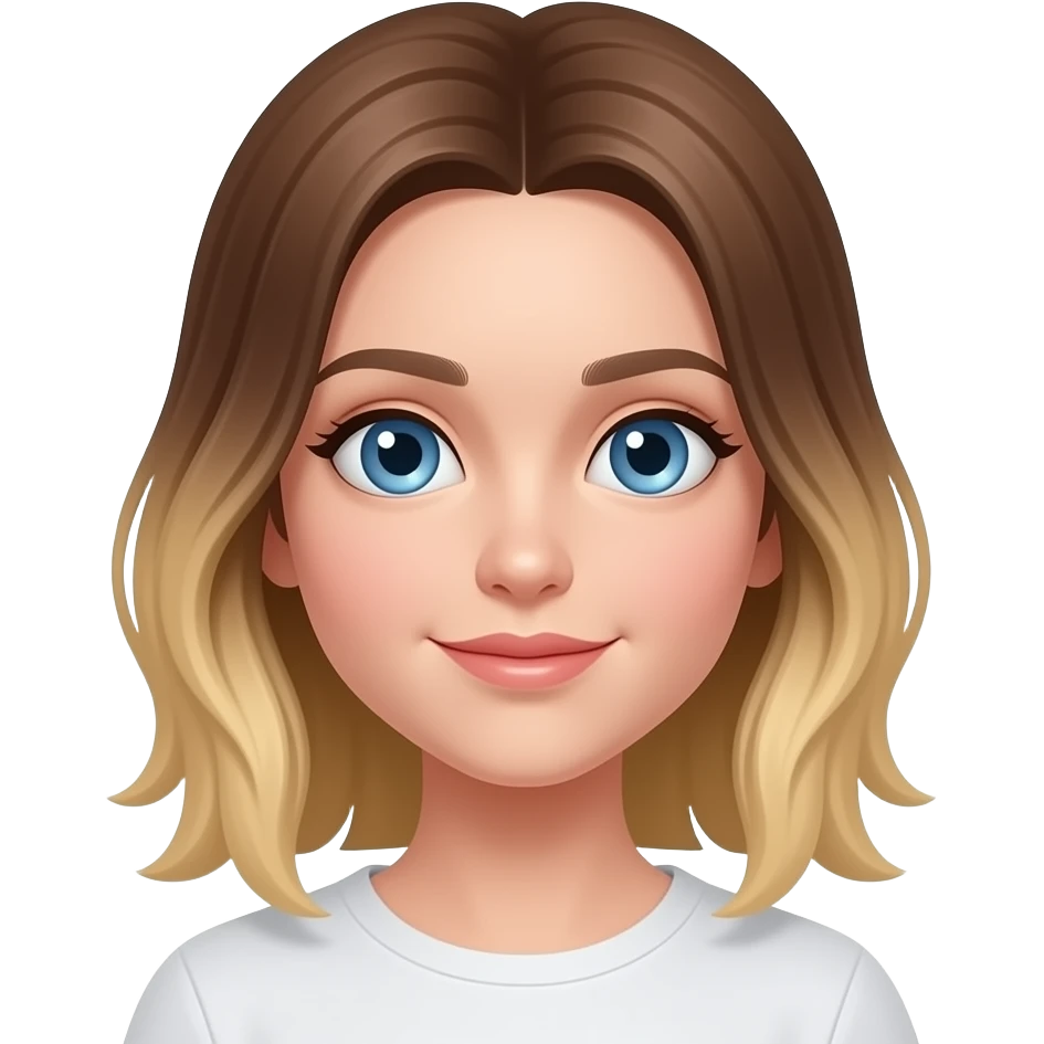 Brown Hair ends blonde hair blue eyes girl emoji emoji