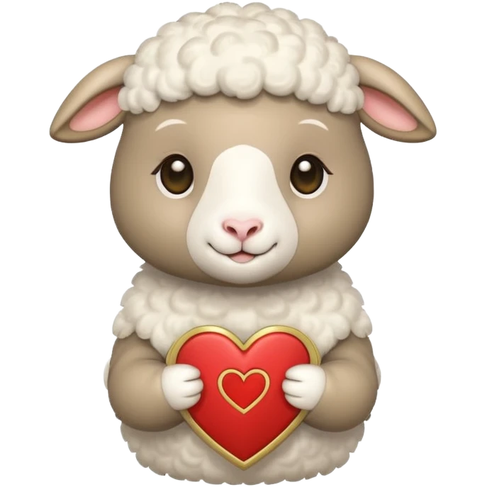 Little lamb holding a gold token with a Heart symbol on it emoji