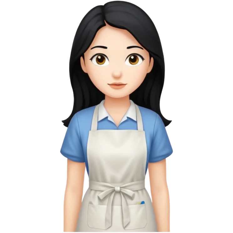 long black hair woman with apron emoji