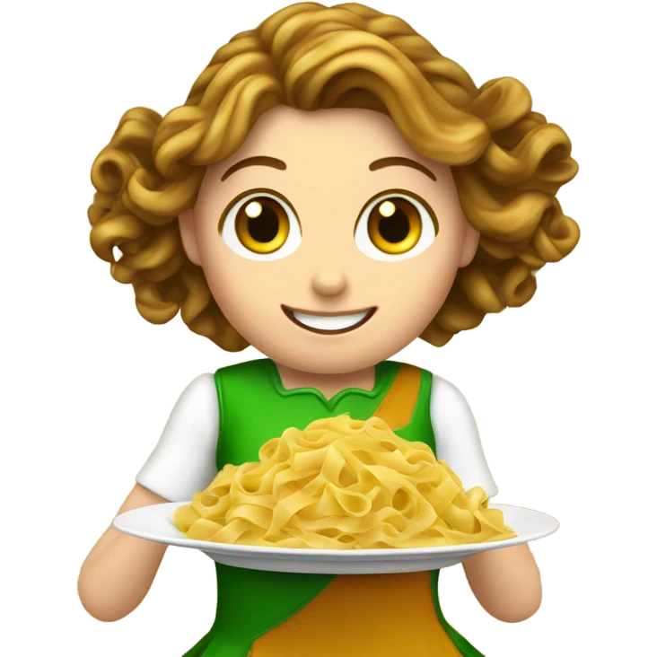 Irish dancer girl eating pasta emoji