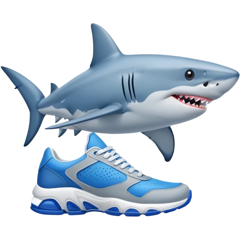 Un tiburón con pies usando tenis azules  emoji