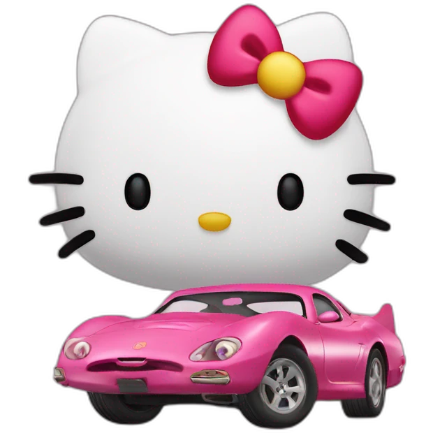 Hello kitty in flash mcqueen emoji
