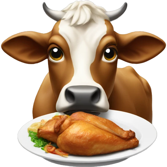 Cow eating broasted chicken emoji