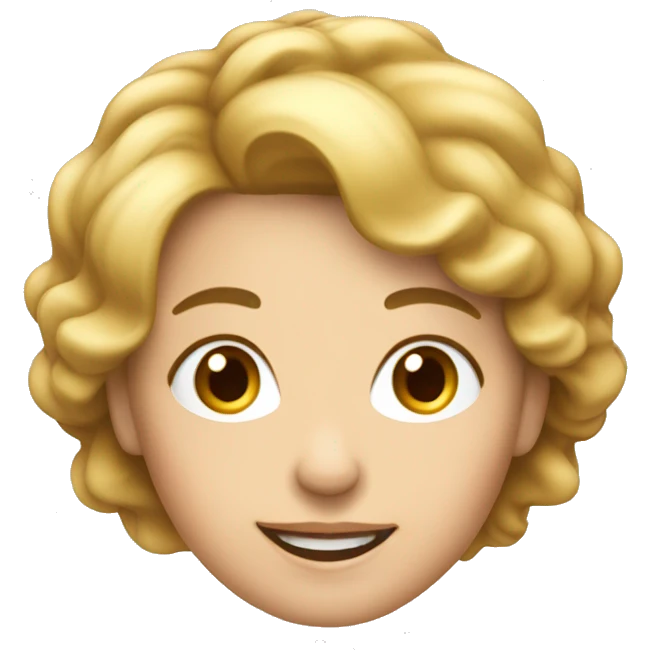 Mujer de 50 años cabello rubio corto está feliz emoji