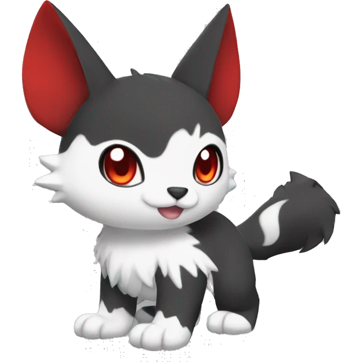 Cute cool black red white animal hybrid Fakemon full body emoji