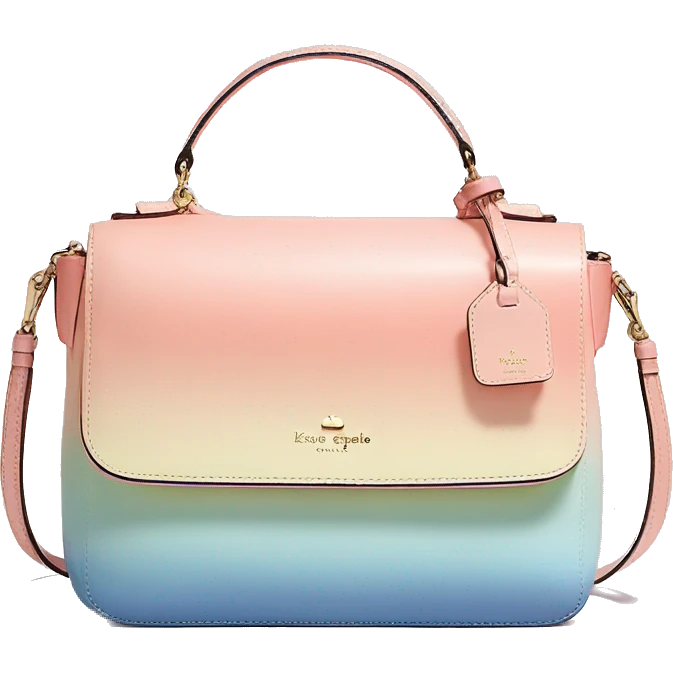 Realistic pastel ombre Kate Spade satchel purse without strap. emoji