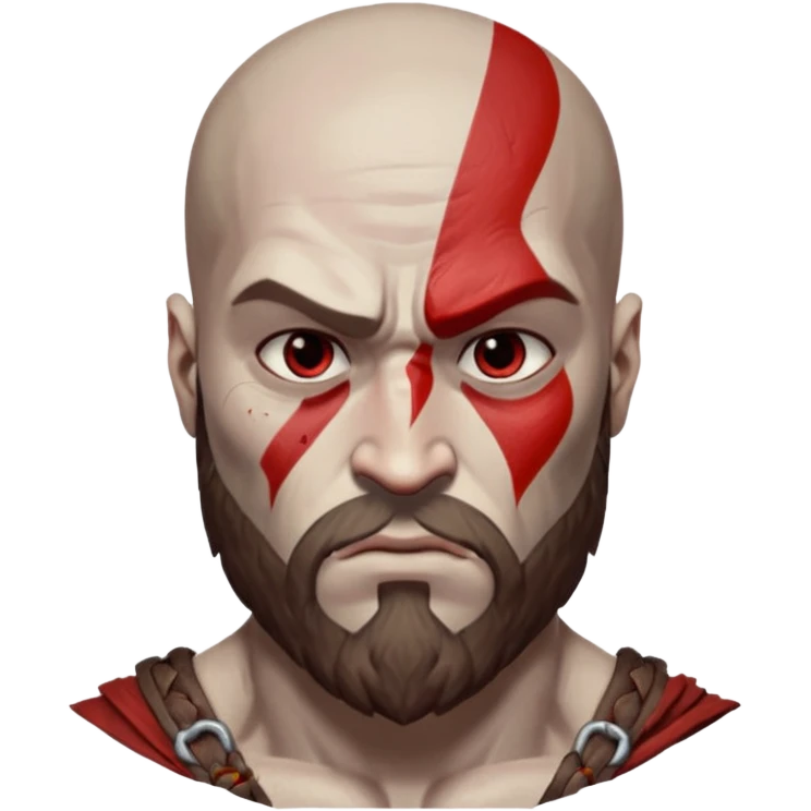 Visage de Kratos du jeu PlayStation a la perfection, c'est a dire que la marque rouge doit partir jusqu'à l'arrière du crâne et il n'a rien du côté de l'oeil droit donc gauche pour moi  emoji