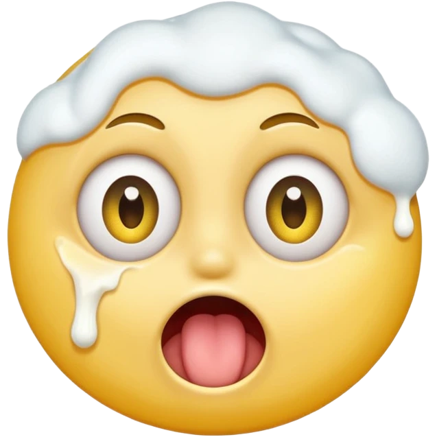A yellow circle with eyes rolled back and mouth open, puking white foam emoji