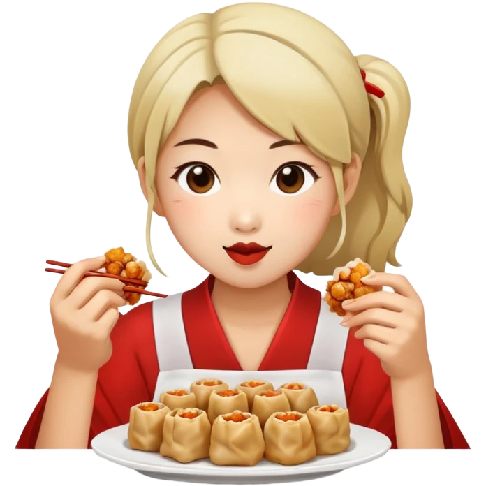 A girl eating siomai emoji