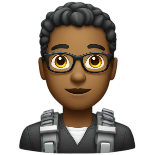black computer engineer with a computer emoji