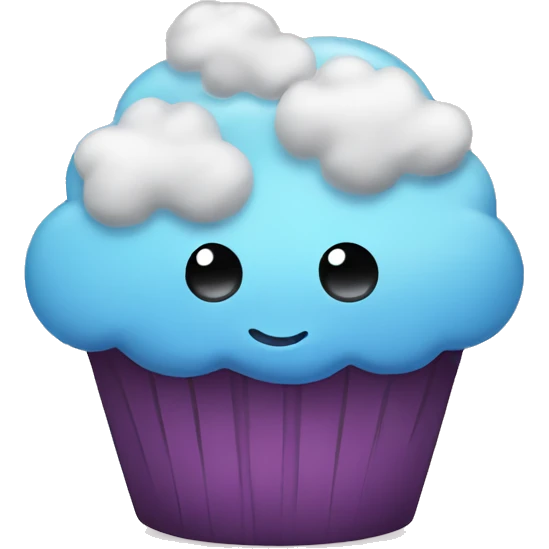 Sad cupcake with a rainy cloud as icing  emoji