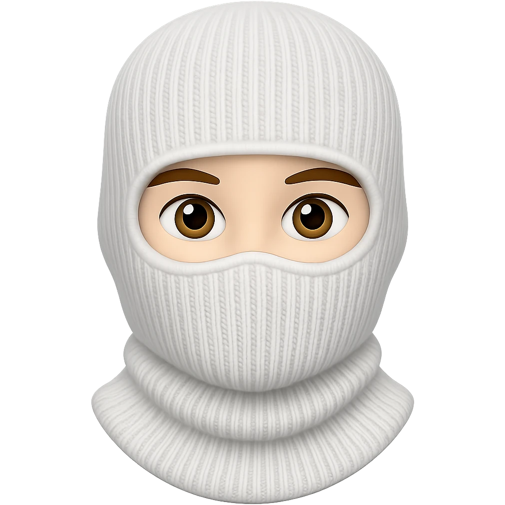 white balaclava emoji style without mouth emoji