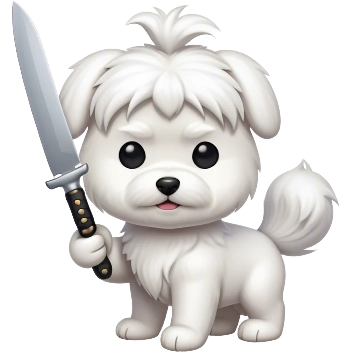 Maltese dog with knife emoji