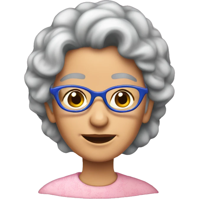 abuela teñida de pelo largo azul lentes rosa  emoji
