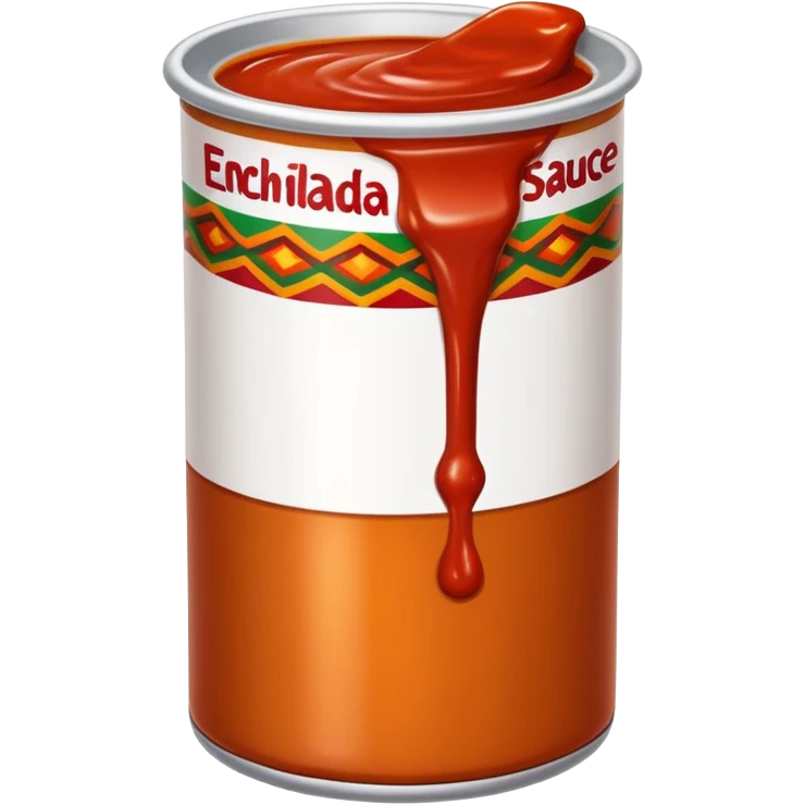 cartoon can labeled enchilada sauce with red sauce dripping emoji