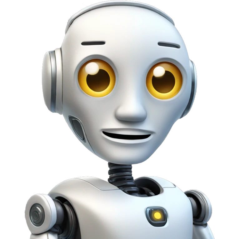 fancy stylish techy ai robot greeting us while sending a message from his iphone emoji