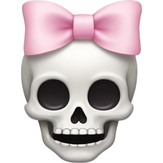 cute skull with light pink bow on top of head emoji