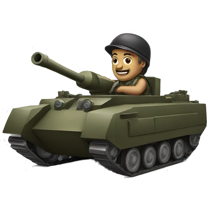 Man driving a tank emoji