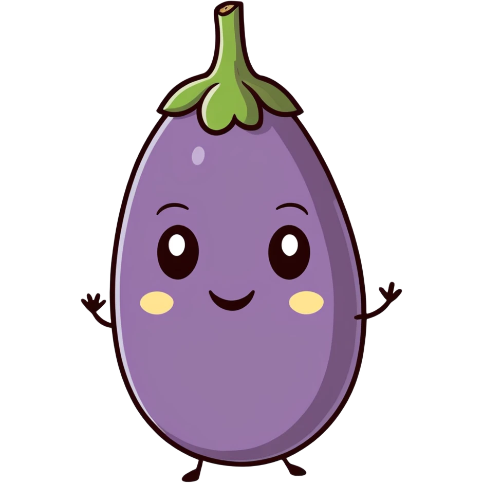 Berenjena with eyes and smile emoji
