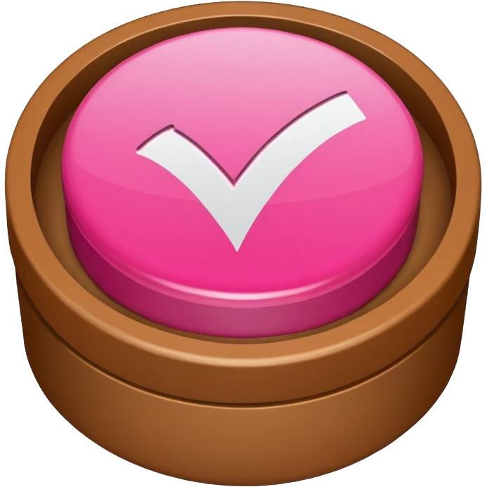 Design a Check Mark Box emoji (✅) that is pink and has a circular shape emoji