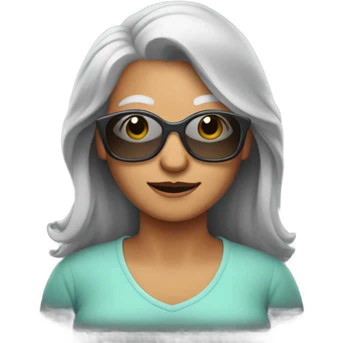 Younger Grandma with longer gray hair sunglasses  emoji