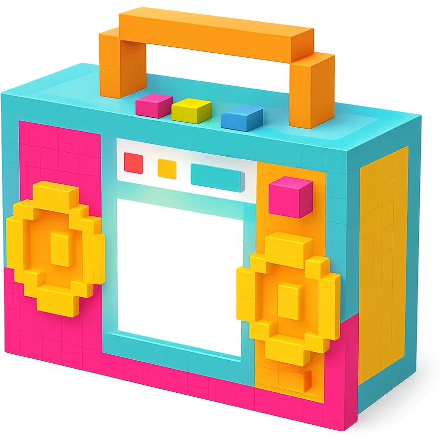 сделай белый святящейся бумбокс, no background emoji