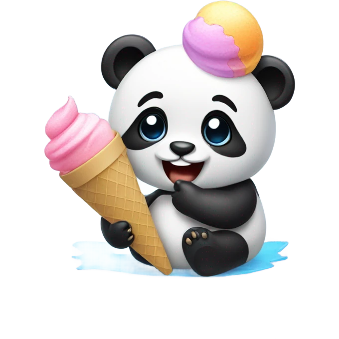 Panda eating ice cream emoji