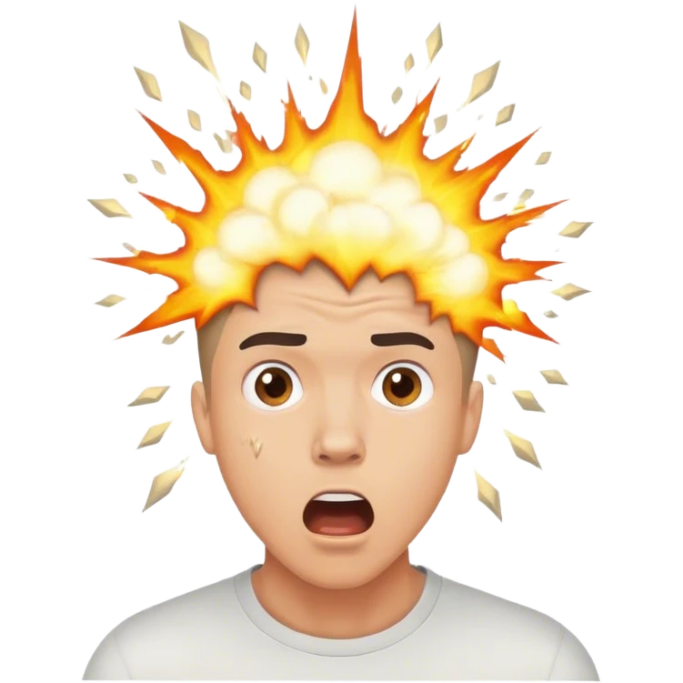 Surprised man with explosion coming from head emoji