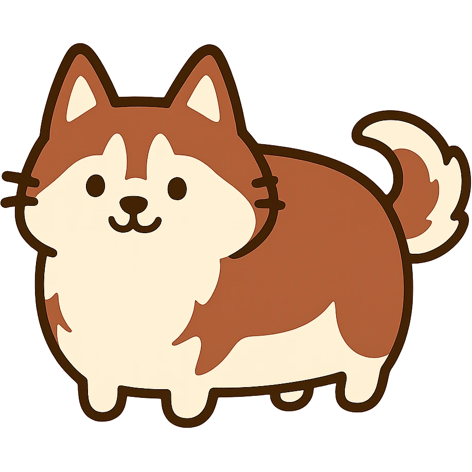 pusheen-style red siberian husky emoji