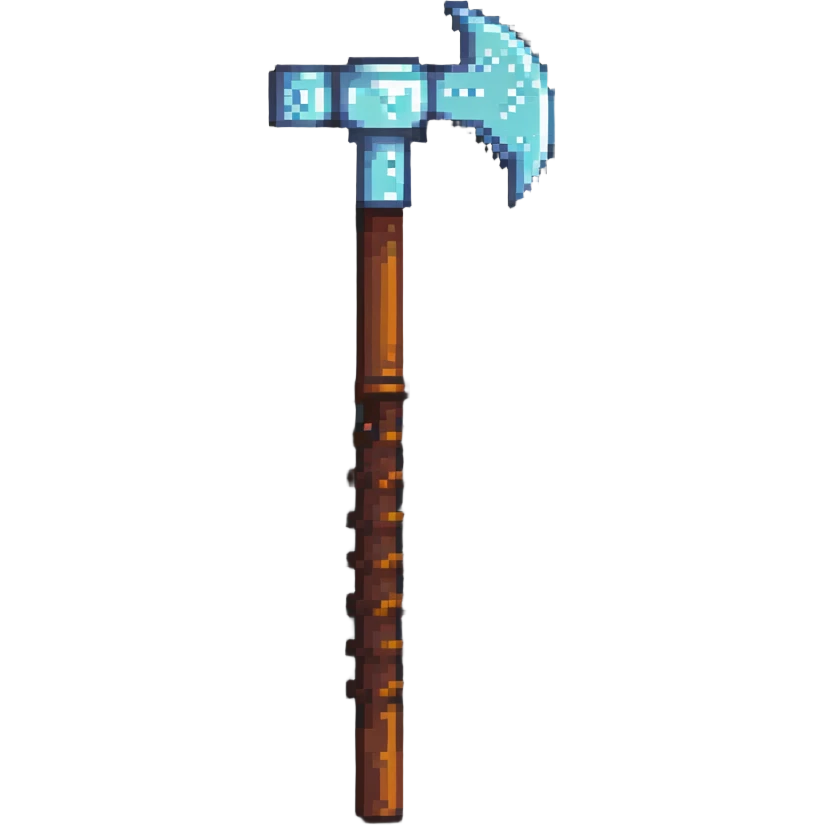 pixelated Minecraft diamond pickaxe with brown handle emoji