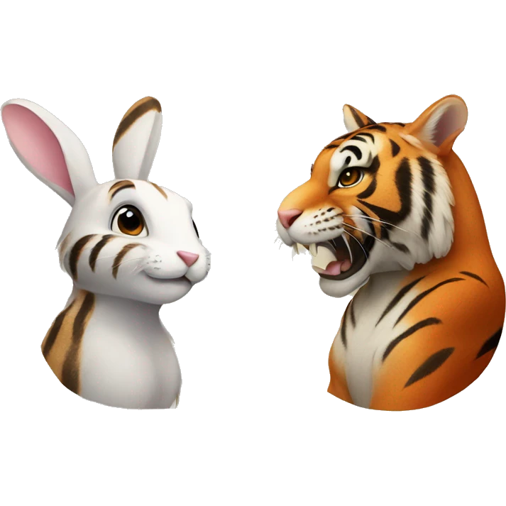 Rabbit and tiger couple emoji