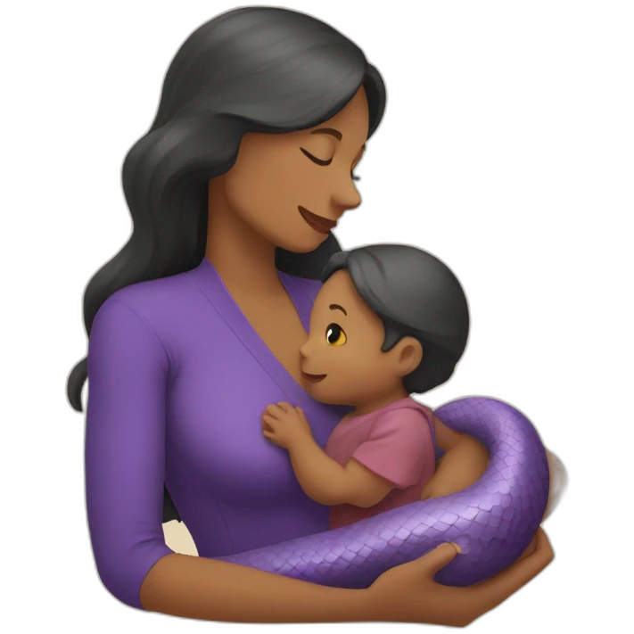 snake mom with baby emoji